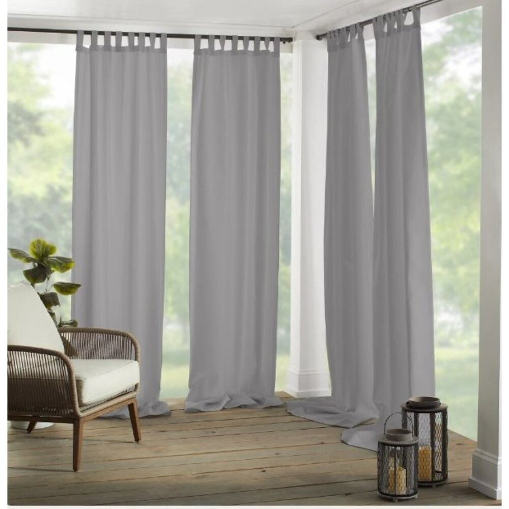 Matine Gray Tab Top Indoor Outdoor Curtain Panel NWT